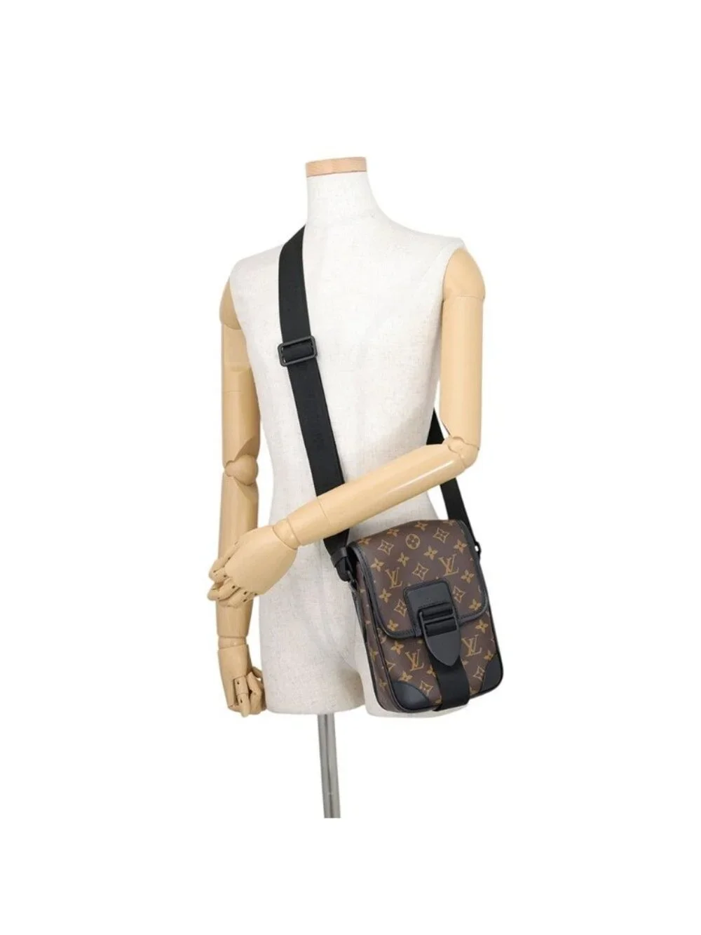 Louis Vuitton Shoulder Bag Monogram Macassar Archie Messenger Black